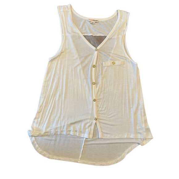 Zenana Outfitters Ivory Cream Flowy Sleeveless Top Sheer Cutout Back Size S - Picture 1 of 9